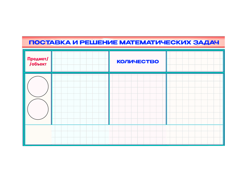 Демонстрационный фрагмент маркерный "Постановка и решение математических задач" в комплекте с магнитами КМ-6
